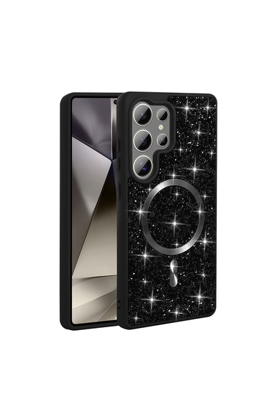 Rivor Samsung Galaxy S25 Ultra Kılıf Kamera Çıkıntılı Pırlanta Tasarımlı Mags...