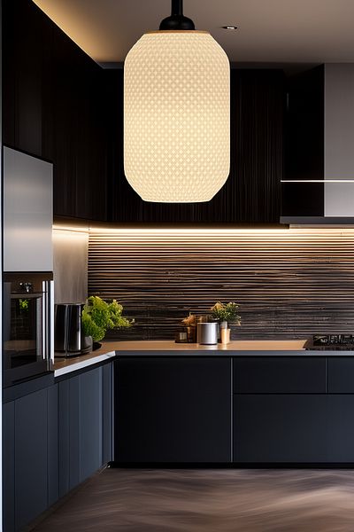 RATEK AHŞAP Modern Pendant Lamp Single Bohemian, Chandelier, (23X27 cm) Vegan Series Living Room Kitchen Living Room Cafe Bar