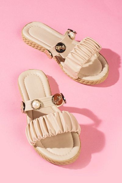 STOCON Beige Skin Pearl Mekin - Papuci cu bandă pentru accesorii de import STC1098