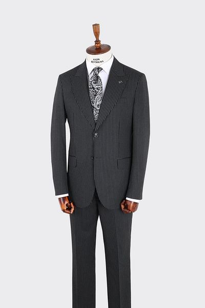 Kadir Büyükkaya Men's Swallow Collar Two Button Suit-Kax1329W