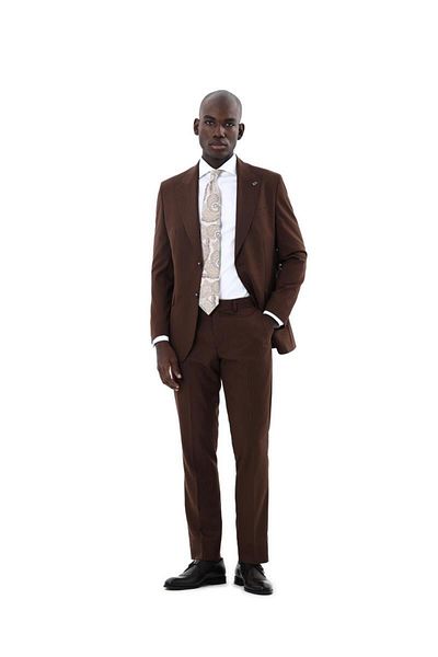 Kadir Büyükkaya Men's Swallow Collar Two Button Suit-Kax1329W