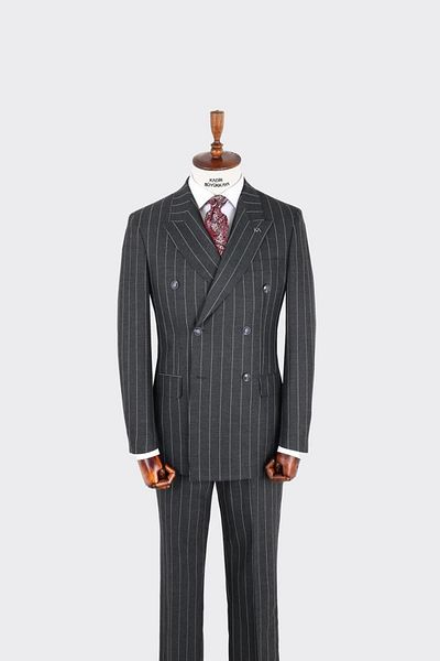 Kadir Büyükkaya Men's Swallow Collar Double Breasted Suit-Kax1276W