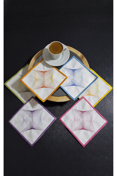 NGR HOME منديل مربع صغير بلون القهوة مكون من 6 قطع - كوكتيل للعرض الجانبي