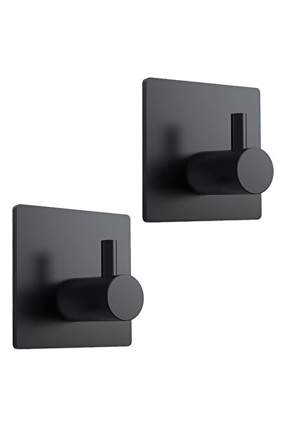 Choice خطافات لاصقة من الفولاذ المقاوم للصدأ بتصميم عصري باللون الأسود، قطعتي...