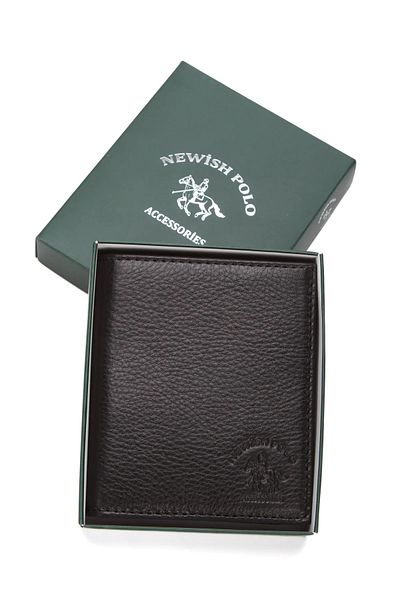 Newish Polo Men's Genuine Leather Vertical Model Coin Compartment Wallet and Card Holder