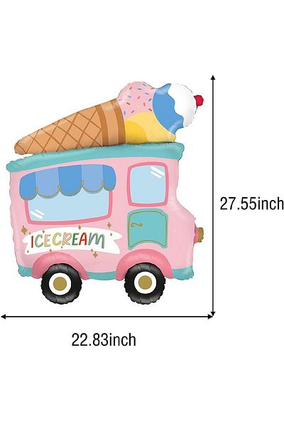 Bkmc 1Pc Ice Cream Truck Shaped Foil Balloons Birthday Balloon Hawaiian Themed Party