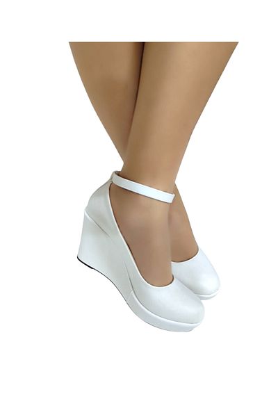 AYDOĞDU by ünal White Wedge Sole Bridal Shoes - 4065