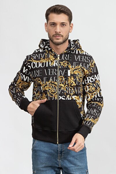 VERSACE JEANS COUTURE R Contr P Logo B Erkek Fermuarlı Sweatshirt