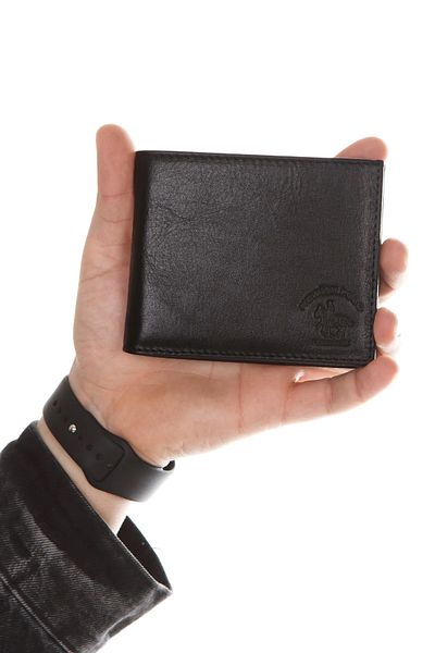 Newish Polo Men's Genuine Leather Side Model Coin Compartment Wallet and Card Holder