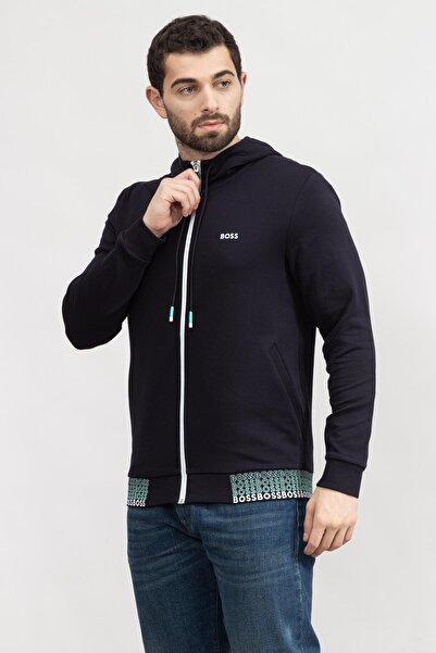 BOSS Çok Renkli Logolu Fermuarlı Kapüşonlu Sweatshirt