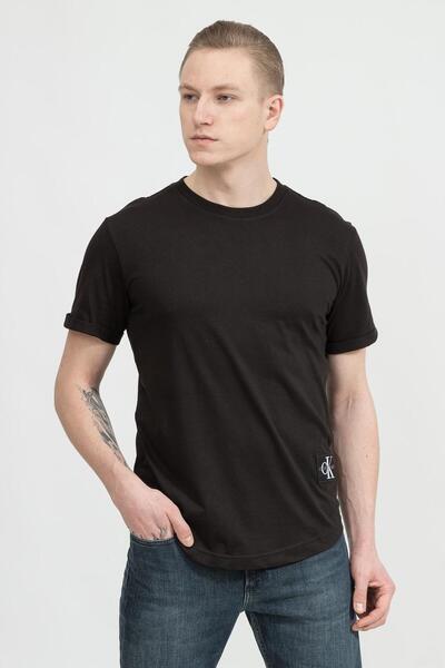 Calvin Klein Badge Turn up Sleeve Men's Crew Neck T-Shirt Black