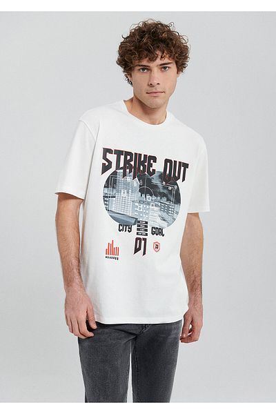 Mavi Printed White T-Shirt Loose Fit / Loose Relaxed Fit0611967-70057
