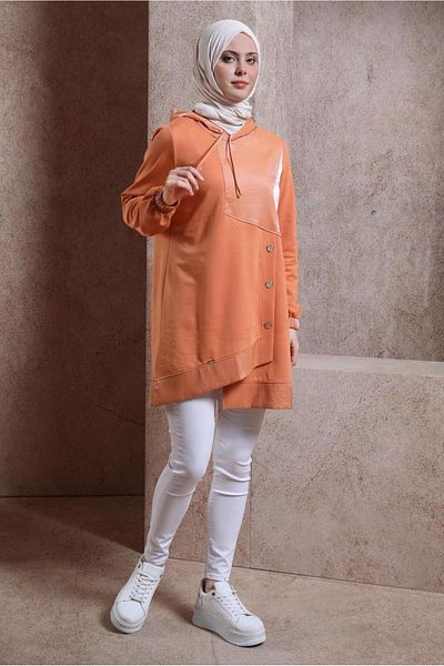 Alvina 44484 Model Hooded Tracksuit Tunic
