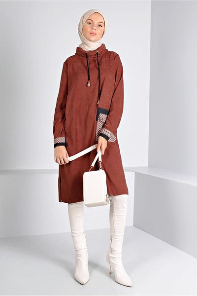 Alvina Houndstooth Patterned Pocket Tunic 43283
