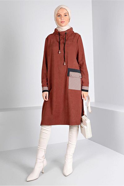 Alvina Houndstooth Patterned Pocket Tunic 43283