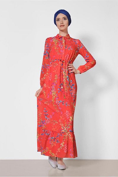 Alvina 4048 Model Flower Patterned Dress