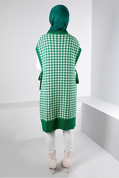 Alvina Houndstooth Patterned Side Tie Knitwear Sweater - 43141