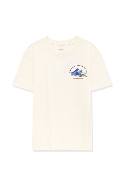 Mavi Τυπωμένο λευκό T-shirt Loose Fit / Loose Relaxed Fit6610178-86956