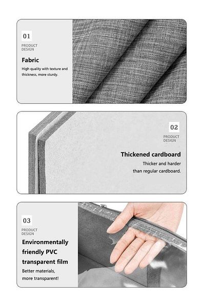 COOYA Multifunctional Clothes Organizer,Foldable,Large Capacity,Breathable,with Zipper and Handle,Gray