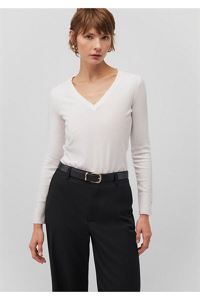 Mavi V-Neck White Sweater Slim Fit / Slim Fit 1710509 -70057