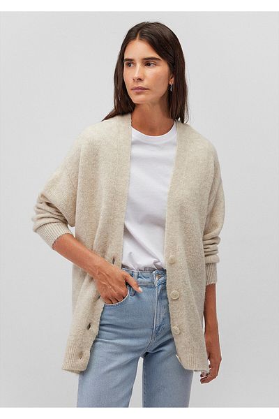 Mavi Alpaca Blended Buttoned Beige Cardigan Loose Fit / Loose Relaxed Fit 1710489 -80084