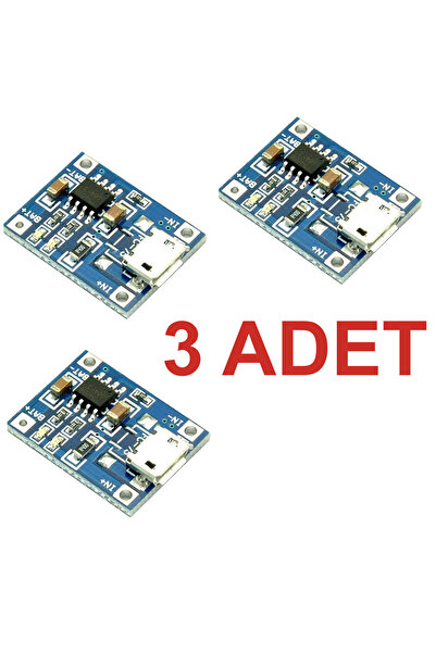Rodevino Tp4056 Şarj Modülü 3 Adet 18650 Mini Şarj Modülü Lion Lityum Pil Mik...