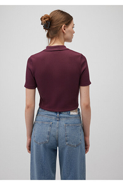 Mavi Claret Red Polo Crop T-shirt - Slim Fit, Slim Fit 1612646 -87830