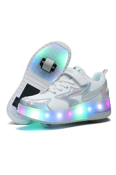 ETG Kids Roller Skates Light up Shoes with Double Wheel Shoes LED USB Charging Roller Sneakers