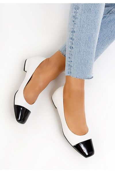B T Shoes White Erias Low Heel Shoes