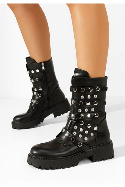 B T Shoes Ghete inalte dama Lottie negre