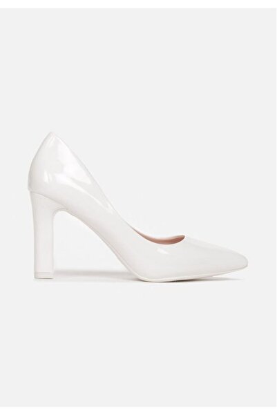 B T Shoes White Patent Heeled Shoes