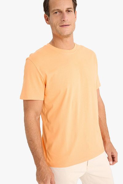 DeFacto 100 % Baumwolle Neues Basic-T-Shirt mit Rundhalsausschnitt und normaler Passform, einfarbig, kurzärmelig V7699az25sp