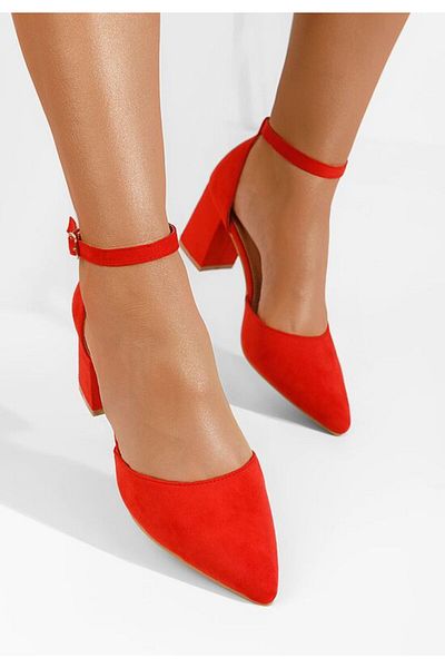 B T Shoes Alivila V2 Red Chunky Heel Shoes