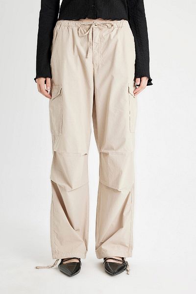 DeFacto Παντελόνι Coool Parachute Poplin Basic ίσια τσέπη ελαστική μέση A6266ax24au