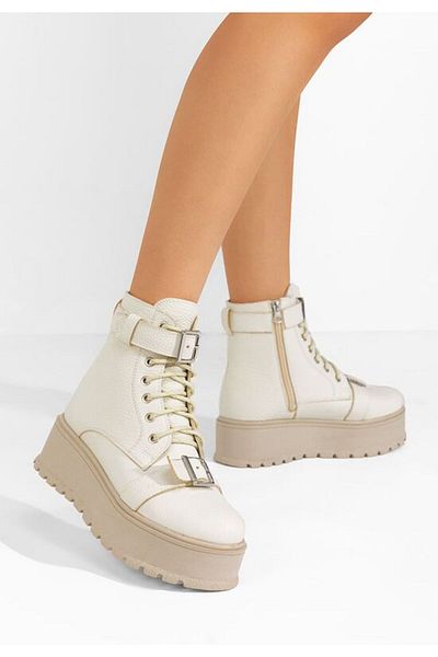 B T Shoes Astrid V5 beige platform boots