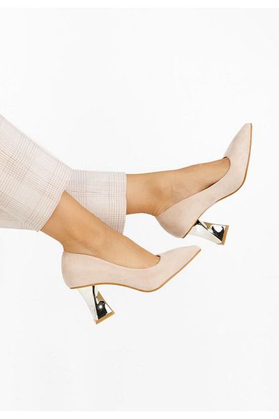 B T Shoes Pantofi Cu Toc Piramida Rociana V2 Bej