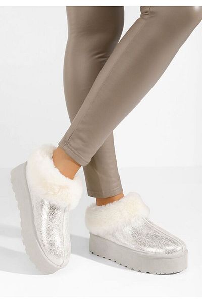 B T Shoes Maily silver platform boots