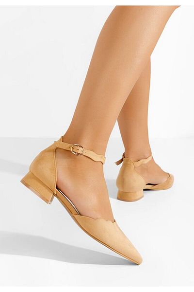 B T Shoes Camel Weber Low Heel Shoes