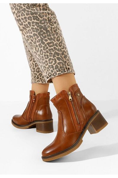 B T Shoes Ghete cu toc Caleiaja camel
