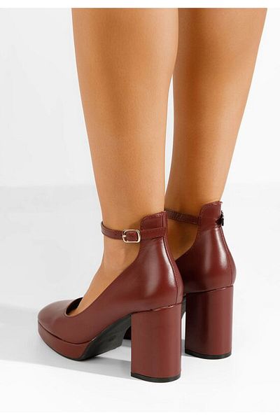 B T Shoes Isperta V3 Grena Chunky Heel Shoes