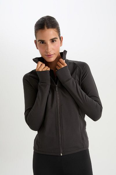 DeFacto Defactofit Fitted Stand Collar Double Pocket Zippered Sports Cardigan B3985Ax25Sp