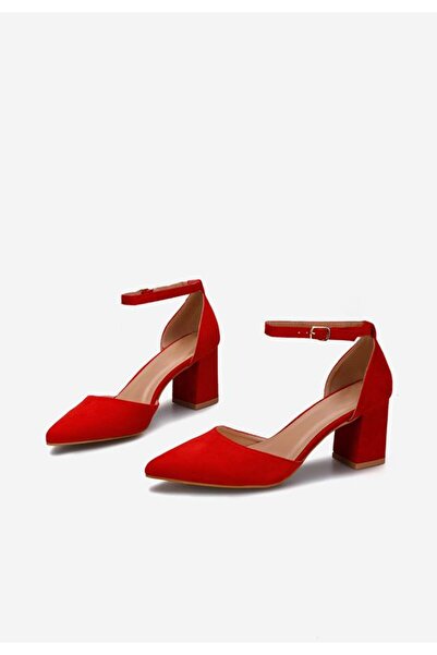 B T Shoes Alivila V2 Red Chunky Heel Shoes