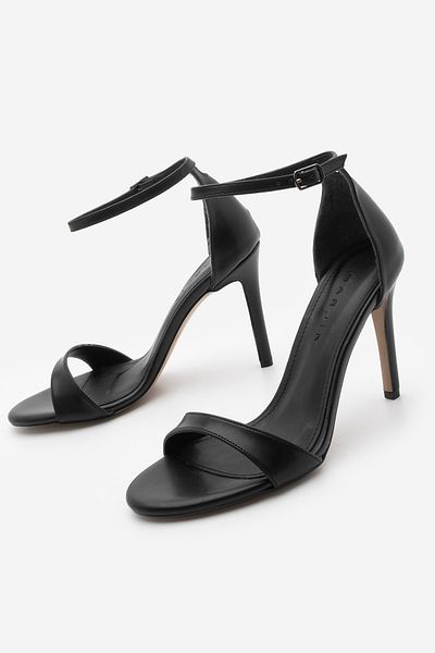 Marjin Women's Oval Toe Strap Sandals Torhen Black Heels