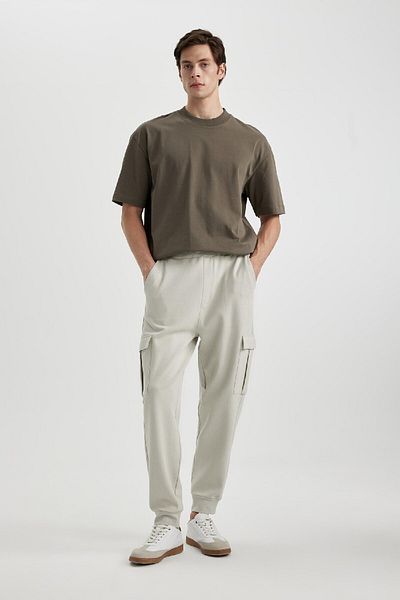 DeFacto Oversize Jogger Sweatpants - Pique Cargo Pocket, μέση με κορδόνια και ελαστικά πόδια C4043ax24sp