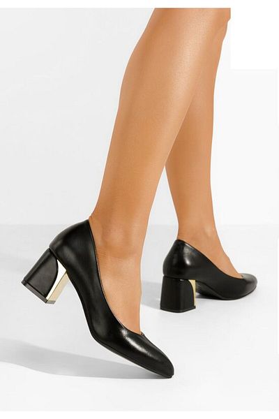 B T Shoes Pantofi Cu Toc Gros Clarisse Negri