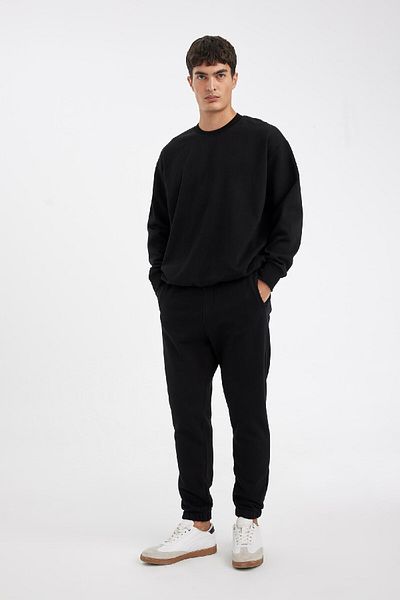 DeFacto Jogger Sweatpants - Standard Fit, Lace Up Waist, Ελαστικό πόδι, A6468ax24au με τσέπες