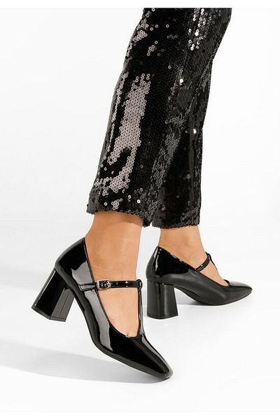 B T Shoes Pantofi cu toc gros Mevana negri