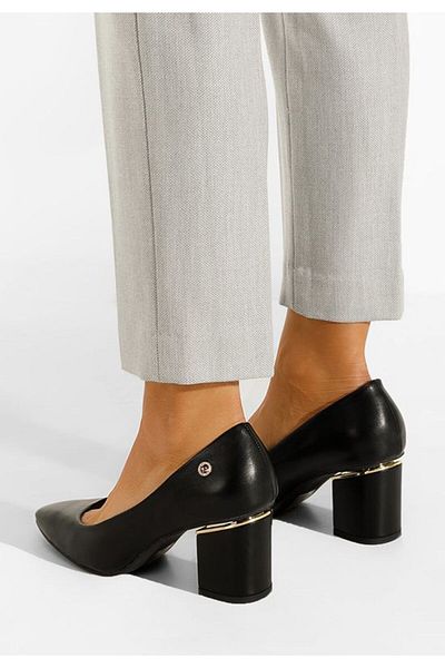 B T Shoes Pantofi Cu Toc Gros Eleganti Negri Nelia