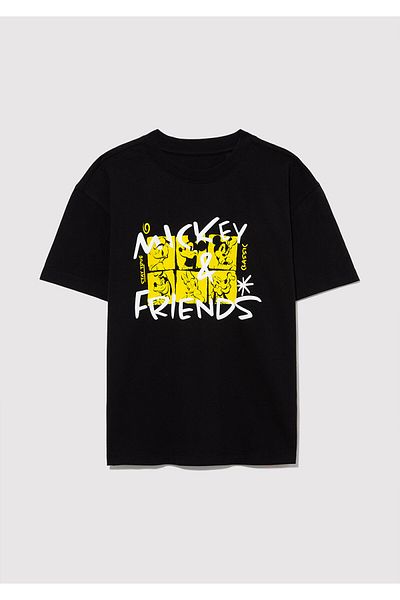 Mavi Mickey Mouse Printed Black T-Shirt Loose Fit / Loose Relaxed Fit 6610233 -900
