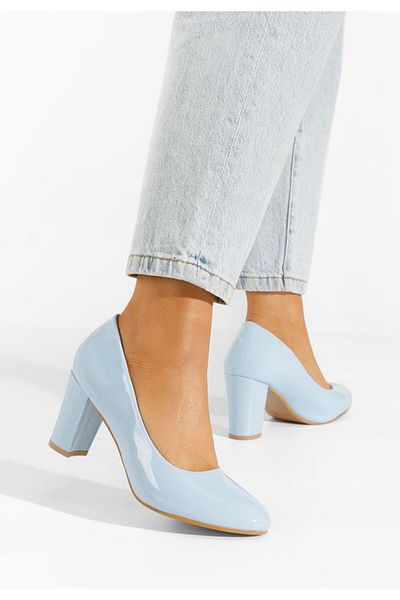 B T Shoes Pantofi Cu Toc Lacuiti Albastri Chique V3